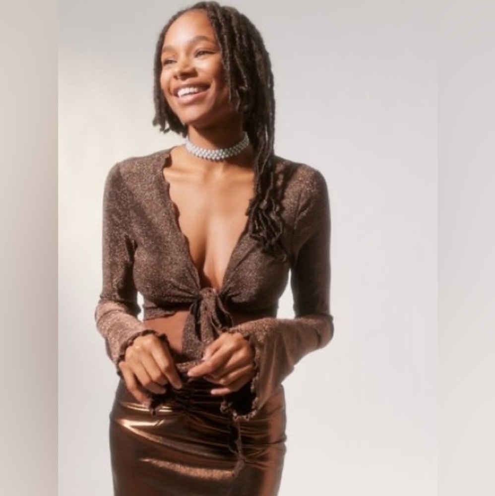 Urban Outfitters Sparkle Tie Top